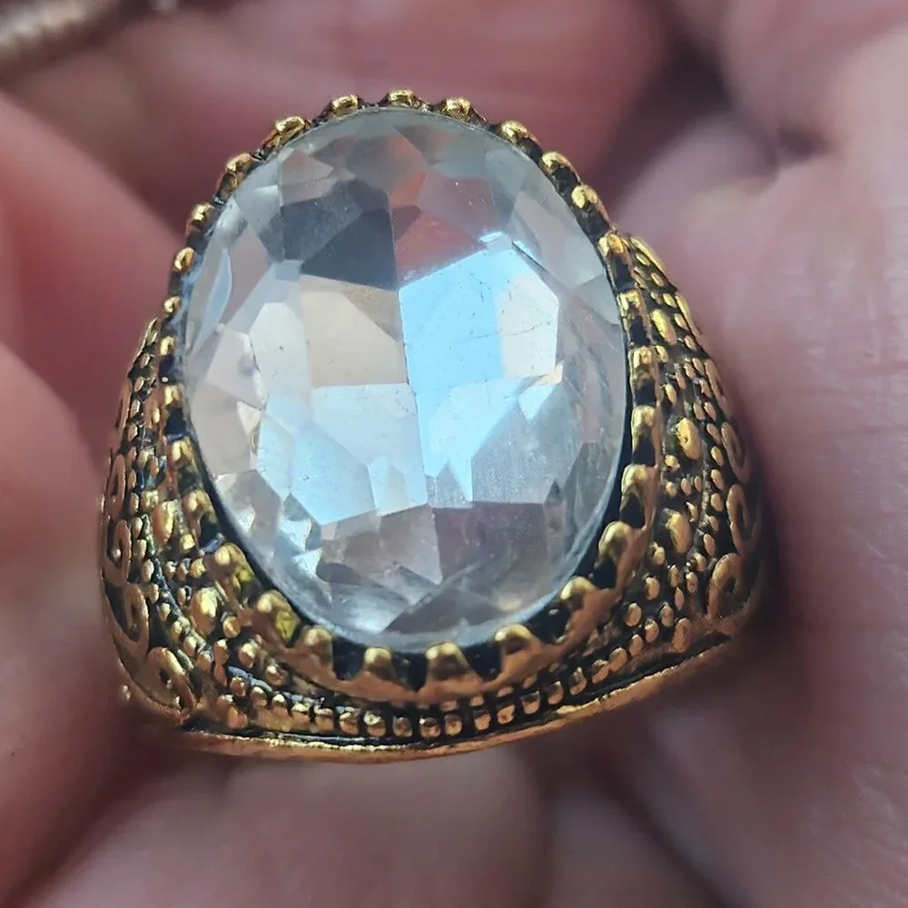 Men Rings Turkish Style Fashion Jewelry Clear Crystal Accent Turkish Zircon Ston